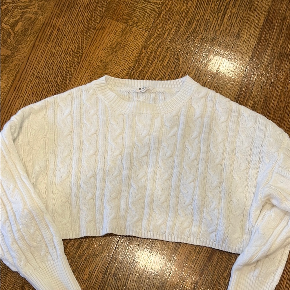 Steve Madden Cream Cable Knit Cropped Sweater